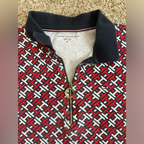 Tommy Hilfiger Women's Front Zip Printed Polo Shirt Size M - Picture 9 of 12